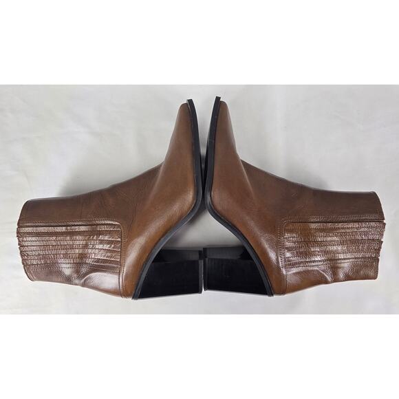 ZARA BASIC WOMEN'S BROWN LEATHER BLOCK HEEL ANKLE BOOTS SIZE EU 37 - US 6.5 - 7 - Picture 9 of 11